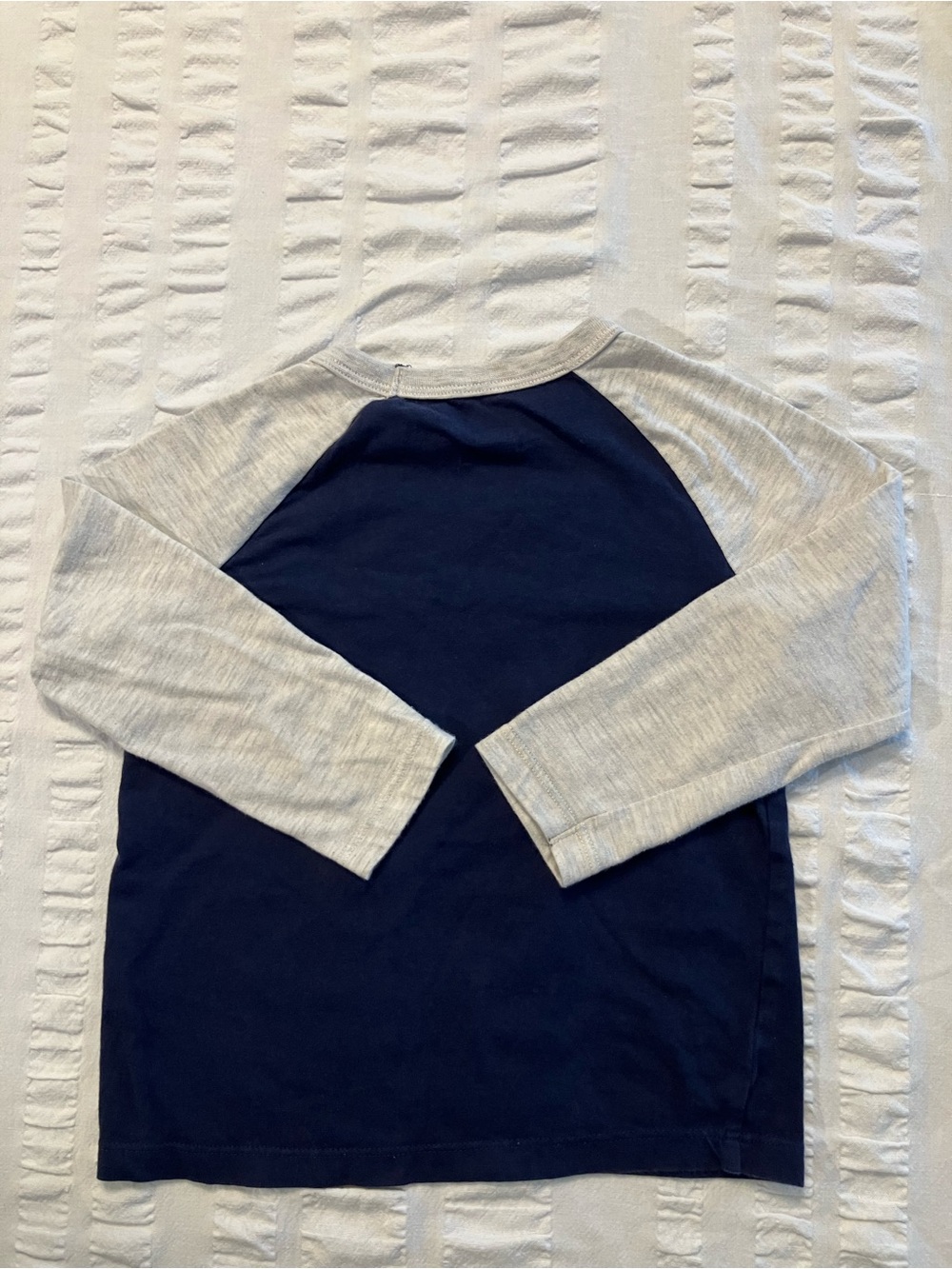 First Impressions Navy Body with Light Gray Raglan Sleeves Long-Sleeve Tee